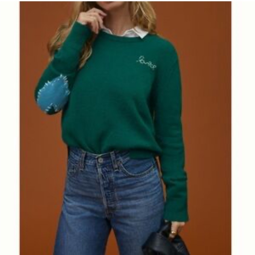Kerri Rosenthal Emerald Green cashmere Crew Neck Sweater